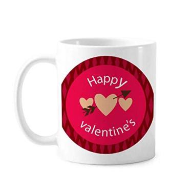 Imagem de Caneca rosa feliz dia dos namorados coração flecha caneca cerâmica café porcelana louça
