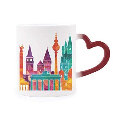 Imagem de Conjunto de construção da Alemanha Arquitetura sensível ao calor, caneca de grés que muda de cor vermelha