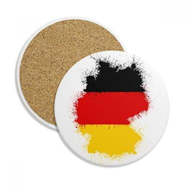 Imagem de Caneca de porta-copos com estampa de mapa da bandeira nacional da Alemanha com pedra absorvente de proteção de mesa
