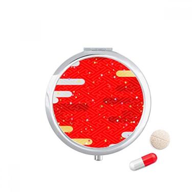 Imagem de Clouds Geometria Padrão Vermelho Japão, Caixa de Armazenamento de Remédio Dispensador de Remédio