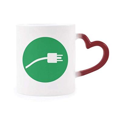 Imagem de Cabo de carregamento verde com padrão de cabo sensível ao calor Caneca vermelha que muda de cor