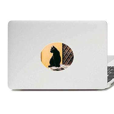 Imagem de Adesivo de notebook com emblema de vinil com foto de gato preto legal