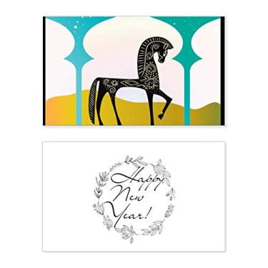 Imagem de Castle Dream Princess Style Horse Blue Yellow New Year Festival Greeting Card Bless Message Gift