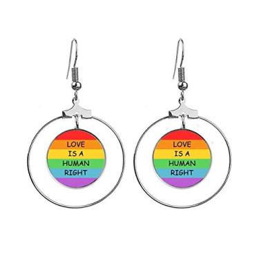 Imagem de Brincos Gay LGBT Bandeira de Arco-íris Lésbica Pingente Joia Círculo