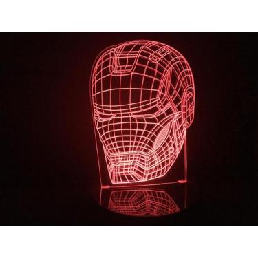 Imagem de Luminária Led 3D Homem De Ferro Vingadores Acrílico - Geeknario