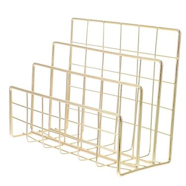 Imagem de NUOBESTY 1 Peça Rack De Gerenciamento De Arquivos Suportes De Livros Decorativos Suportes De Prateleira Decorativos Tampo De Mesa Suporte De Jornal De Liga Organizador De Arquivos De Mesa