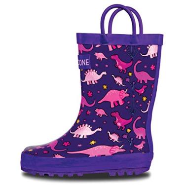 Imagem de Botas de chuva infantis Lone Cone para meninas e meninos – Botas de chuva infantis de borracha natural à prova d'água com sola antiderrapante e alças fáceis de puxar – designs sólidos, padrões e