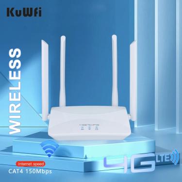 Imagem de KuWFi 4G Wifi Router 150Mbps LTE Wireless Router Modem com slot para cartão SIM RJ45 WAN LAN 4