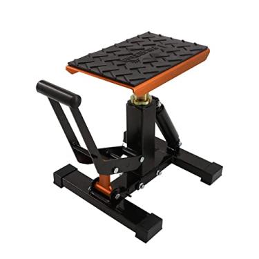 Imagem de POLARBEAR Suporte hidráulico de alumínio para bicicleta Dirt Bike Stand Vertical Lift CNC, para manutenção de motos de sujeira/ATV/ADV/Rally, suporte de motor de motocicleta com capacidade de 544 kg (laranja)