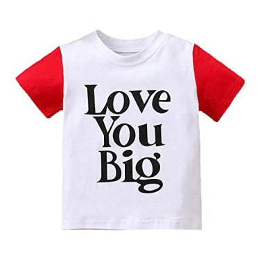 Imagem de Moletom de Dia dos Namorados Bebê Meninas Manga Curta Presente Camiseta Love You Big Shirt omantic Tee Pullover Tops, Branco-B, 3-4 Anos