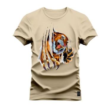 Imagem de Camiseta Plus Size Agodão T-Shirt Unissex Premium Macia Estampada Tigr