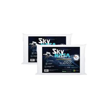 Imagem de Nap Kit 2 peças Travesseiro Nasa Sky Viscoelástico Altura 10cm Visco D40 Premium Capa 100% algodão para fronhas 50x70cm - Branco