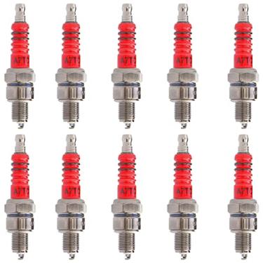 Imagem de LIYYDS 10 peças de vela de ignição A7TC compatível com GY6 50cc-90cc 110cc 125cc 150cc motocicleta ATV Quad Scooter Go Kart Moped Mini Chopper Buggy Pit Dirt Racing Bike Coolsport NST BMX AIM-EX