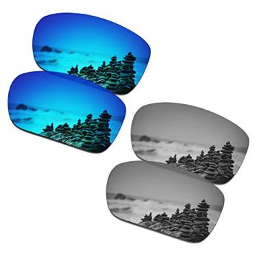 Imagem de SmartVLT Lentes de substituição masculinas de titânio azul gelo e prata para óculos de sol Oakley Scalel Asian Fit (AF) OO9134