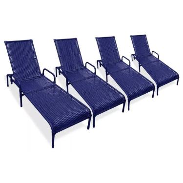 Imagem de Kit 4 Cadeiras Catar com Regulagem para Piscina, Área Externa