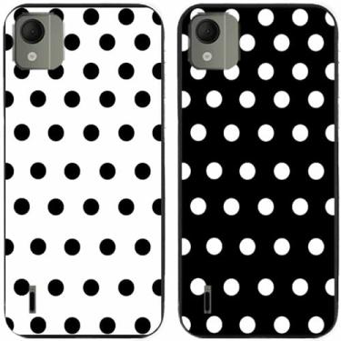 Imagem de 2 peças preto branco bolinhas impressas TPU gel silicone capa de telefone traseira para Nokia todas as séries (Nokia C110)