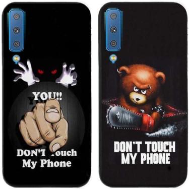 Imagem de 2 peças Bear You Don't Touch My Phone impresso TPU gel silicone capa de telefone traseira para Samsung Galaxy todas as séries (Galaxy A7 2018)
