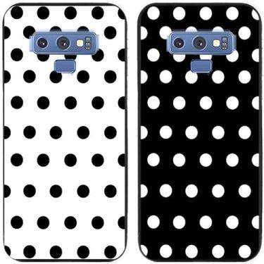 Imagem de 2 peças preto branco bolinhas impressas TPU gel silicone capa de telefone traseira para Samsung Galaxy All Series (Galaxy Note 9)