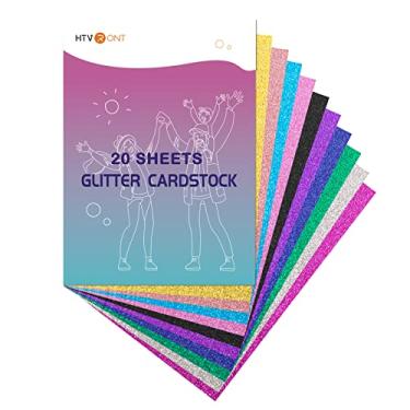 Imagem de 20 folhas de papel cartolina HTVRONT Glitter 300GSM – 10 cores, cartões coloridos A4, papel com glitter para artesanato, aniversário, álbum de recortes, casamento, cartão brilhante, confecção de