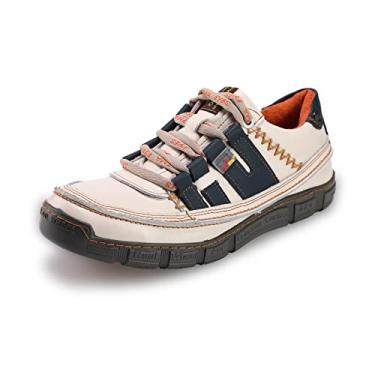 Imagem de TMA EYES Sapatos masculinos confortáveis de couro casuais sem cadarço, Branco, 42