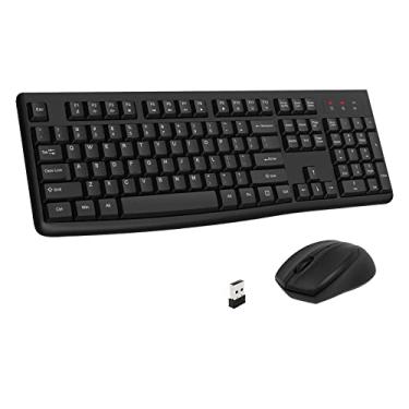 Imagem de Combo de teclado e mouse sem fio, teclado de computador EDJO 2,4G silencioso de tamanho completo com descanso para as mãos e mouse sem fio ajustável de 3 níveis DPI para Windows, Mac OS, PC/laptop
