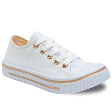 Imagem de Tenis Infantil Casual Nº 25 ao 34 Moda Star Feminino Menina Escolar 11.118 (Branco, BR, Criança de 4 a 8 anos, Numérico, 32)