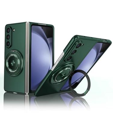 Imagem de Yarxiawin Capa de telefone robusta para Samsung Z Fold 5 com anel magnético serve para carregador sem fio, TPU macio 2 em 1 e capa rígida de policarbonato para Samsung Galaxy Z Fold 5 capa à prova de