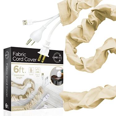 Imagem de Cordinate Capa para cabo de tecido, 1,8 m, gerenciamento e ocultação de cabos, fácil instalação, ótimo para lâmpadas, luminárias e mesas, champanhe, 40730