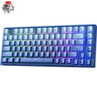 Imagem de RisoPhy 60 Percent Keyboard, 82 Keys Hot Swappable Mechanical Gaming Keyboard, Linear Silent Red Switches, Blue PBT Keycaps, Compact Mini RGB Backlit Wired Creamy Keyboard, Pro Driver Supported
