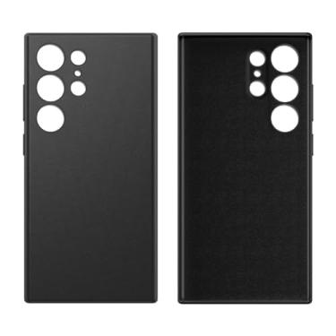 Imagem de Capa de telefone de couro PU para Samsung Galaxy S 24 S24 Ultra S24 Plus S24Ultra 360 Proteção total Capa traseira de cor sólida, preta, para Galaxy S24 Plus