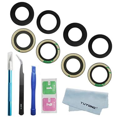 Imagem de YUYOND 4 peças (2 conjuntos) Nova lente de vidro original OEM para câmera traseira para iPhone 13 e iPhone 13 Mini com adesivo pré-instalado incluído ferramentas de reparo (não para 13 Pro também não