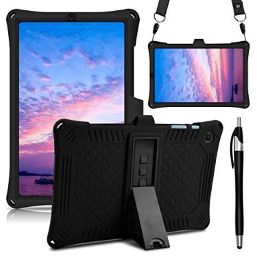 Imagem de DETUOSI Capa para Samsung Galaxy Tab S6 Lite 26.4 cm 2024/2022/2020 com alça de ombro, caneta Stylus, capa de silicone macio multiângulo para tablet Galaxy S6 Lite, modelo (SM-P610/P613), preta