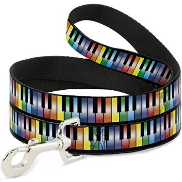 Imagem de Buckle-Down Coleira para animais de estimação - Piano Keys Rainbow - 4 pés de comprimento - 2,5 cm de largura
