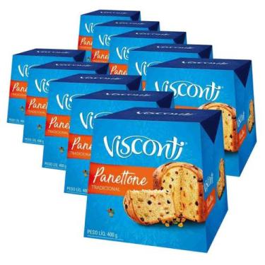 Imagem de 10 Panetones Visconti, Pannetone De 400G, Tradicional