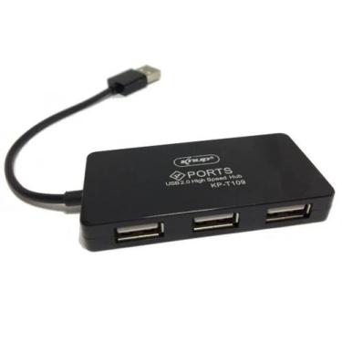 Imagem de Mini Hub Usb 2.0 4 Portas Slim 480mbps Knup Kp-T109 Preto