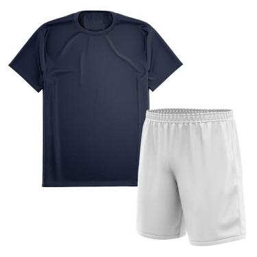 Imagem de Kit Calção Short Futebol Basquete Branco + Camiseta Manga Curta Masculina-Masculino