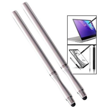 Imagem de Kit 2 Canetas Touch Ponta Fina Stylus Android cor Prata - Thafe