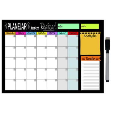 Imagem de Quadro Planejador de Metal Mensal 20x26cm + Caneta - Ideal Planners
