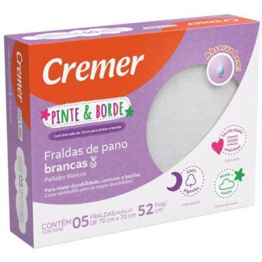 Imagem de Fralda Cremer pinte e borde branca com 5 unidades