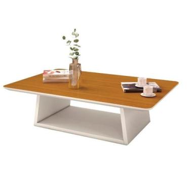 Imagem de Mesa de Centro HOL Com Tampo em MDF 1,09m Cor Off White/Cedro - EDN MÓ