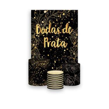 Imagem de Painel De Festa Vertical 1,50 x 2,20 + Trio De Capas Cilindro - Efeito