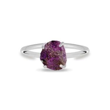 Imagem de Aliança Purpurita - Cristal Natural, Banho Ouro 18k