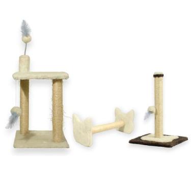 Imagem de Arranhador Para Gatos 2 Plataformas Rede E Brinquedos Poste P Torre Si