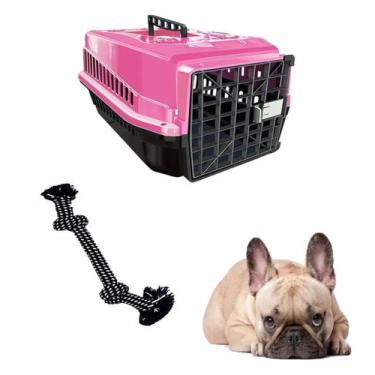 Imagem de Kit Caixa Transporte Pet N2 Rosa + Mordedor Rope Nó Chalesco - MecPet