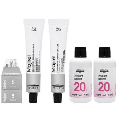Imagem de Loreal Kit C/2 Coloração Majirel 5 Castanho Claro 50g + 2 Água Oxigena