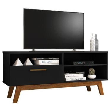 Imagem de Rack Bancada Para TV Até 55 Pol. 2 Portas Paládio Preto Fosco - Bechar