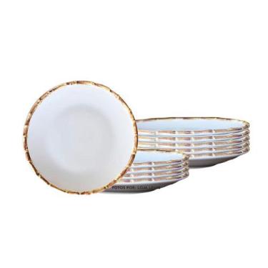 Imagem de Jogo 10 Pratos Sobremesa 20cm Bambu Cerâmica Scalla 1ª Linha