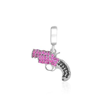 Imagem de Pingente Glam Flare Gun Cravejado 15 mm Prata Polida - Hera Gamers