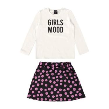 Imagem de Conjunto Blusa e Saia Infantil Menina Guloseima, Off white, 3