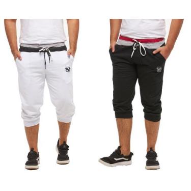 Imagem de Kit com 02 bermudas de moletom masculina wooks saruel skinny, Branco, 